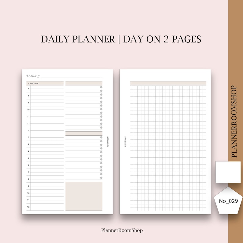 Day on 2 Pages Printable Planner Personal Rings Planner Size Etsy