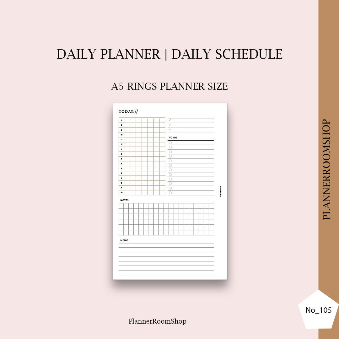 Daily Planner Printable A5 Planner Inserts, Daily Organizer, Daily ...