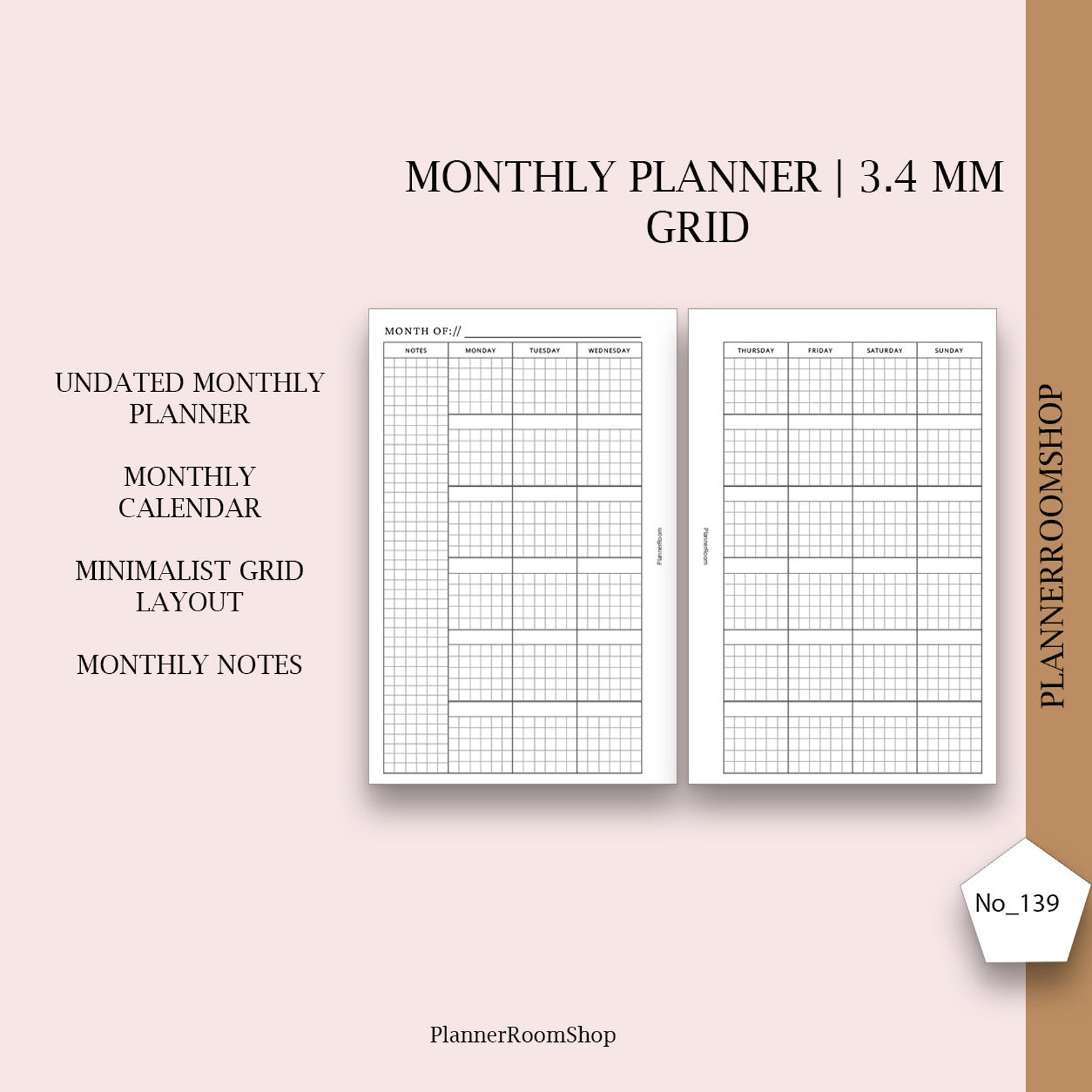 Monthly Planner Printable A5 Rings Inserts Agenda Monthly Etsy