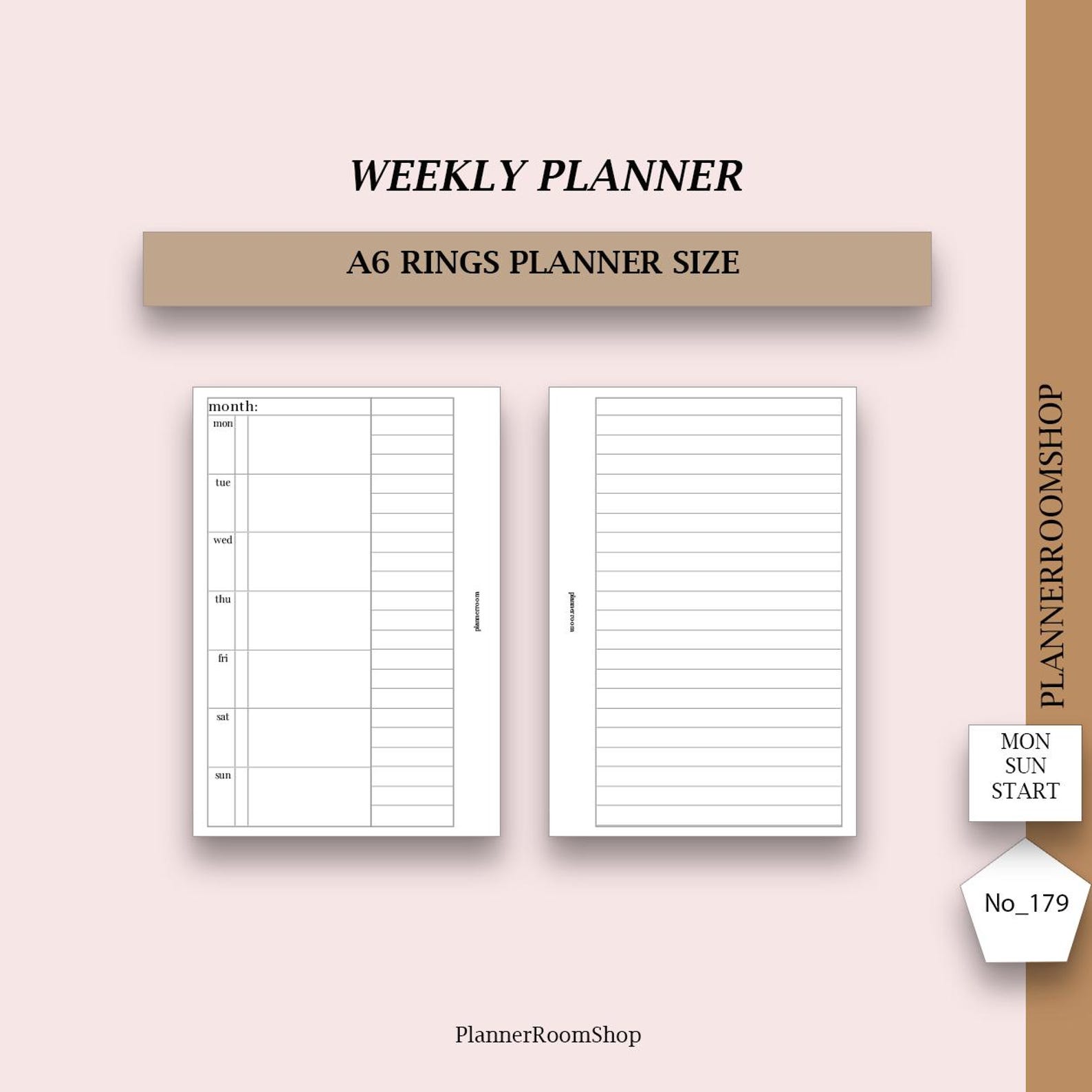 A6 Rings Size – Printable Weekly Planner – Minimalist Weekly Planner ...