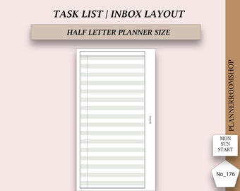 Printable ADHD planner adult, Task list inserts, Productivity planner layout, Inbox planner, Half Letter inserts 176