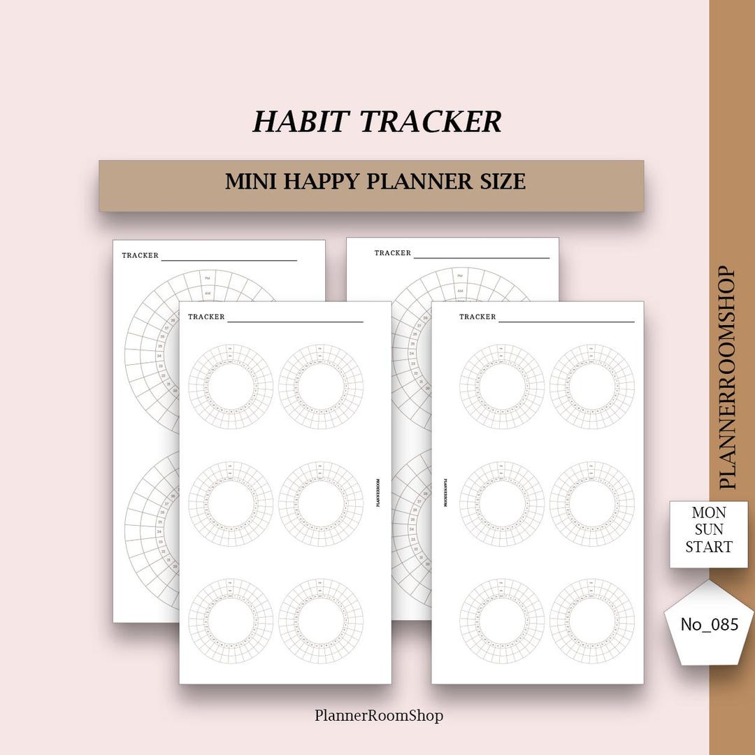 Mini Happy Planner, Printable Habit Tracker, Circular Habit Tracker ...