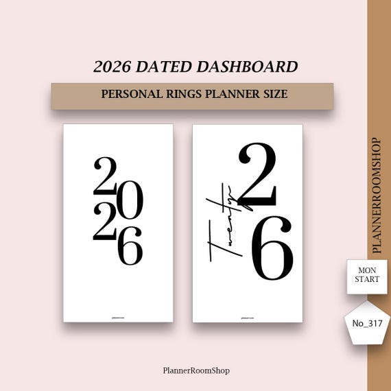 Personal rings, 2026 Printable Planner dashboard, Minimal planner dashboard, Planner cover for the year, 317