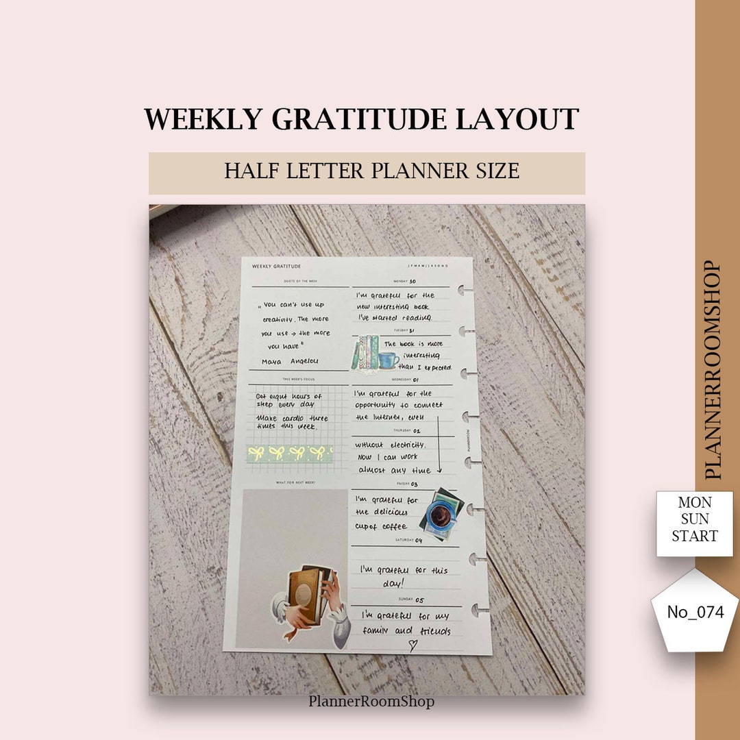 Half Letter Planner Inserts Printable, Weekly Dashboard Insert, Half