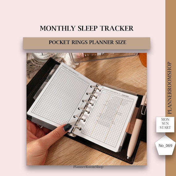Sleep tracker Printables for Pocket rings planner size, 069