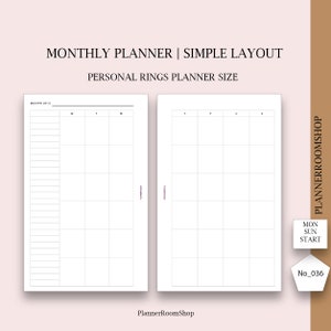 Monthly Planner Printable Personal Planner Inserts, Agenda Monthly Planner, Monthly Planner Organizer, Yearly Monthly Schedule Planner, 036