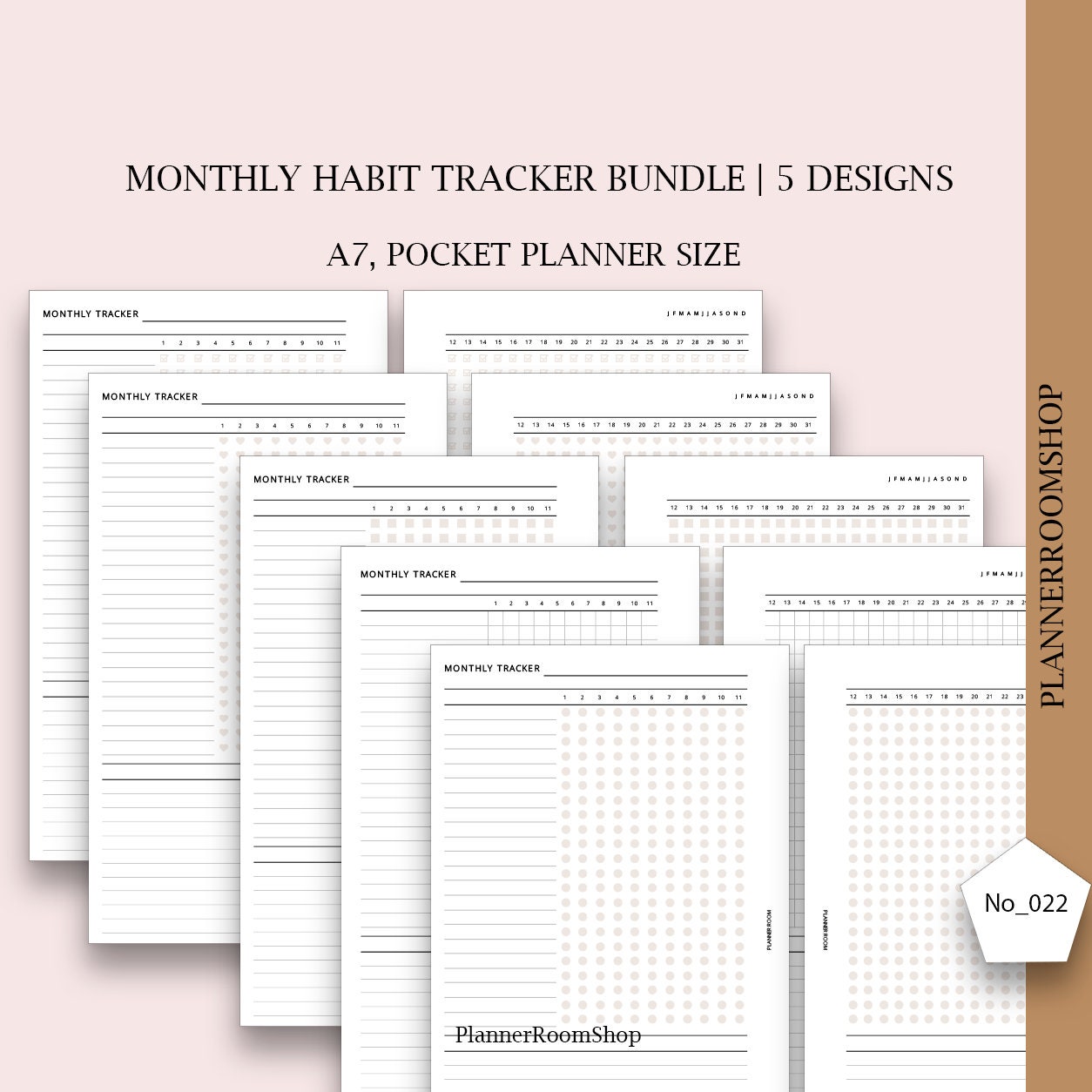 Pocket, Size Printable Monthly Habit Tracker Bundle, Goals Settings ...