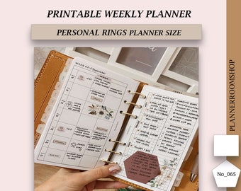 Personal planner printables, Simple weekly layout inserts, Digital download, Minimalist weekly planner, 065