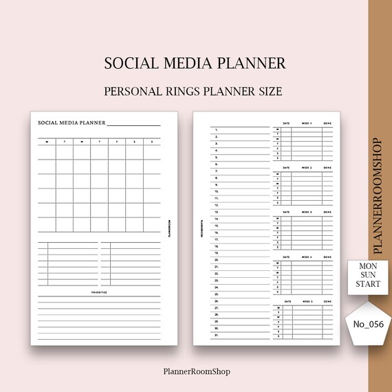 Instagram Printable Planner Personal Planner Refill Social - Etsy