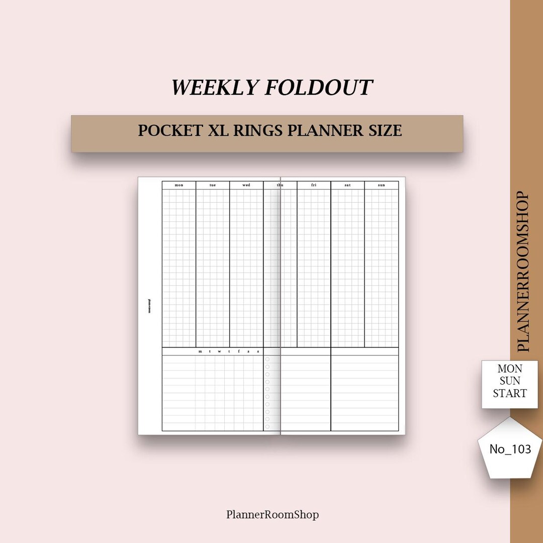 Printable Weekly Fold Out Planner Insert, Pocket Plus Rings Size, 103 ...
