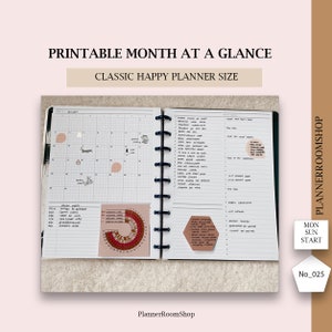 Classic Happy Planner Inserts, Happy Planner Inserts Printable, Monthly Undated Inserts, Happy Planner Printable Inserts , 025