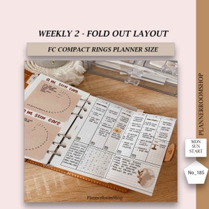 Printable ADHD weekly foldout planner adult, Weekly inserts, Minimal planner, Foldout layout, FC Compact size 185