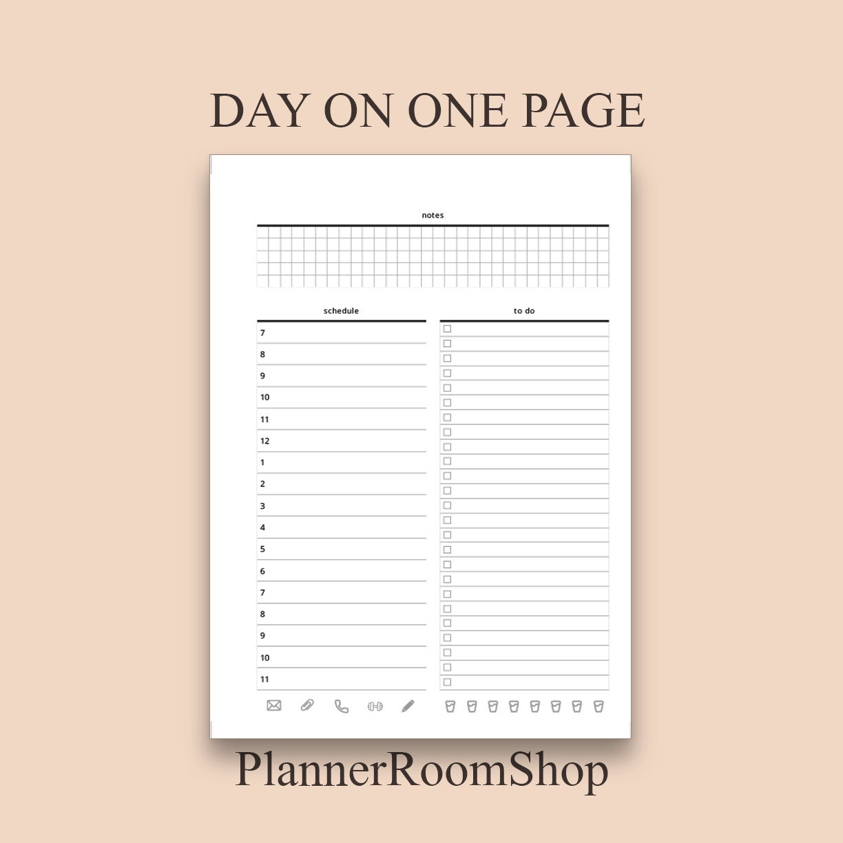 Day on one page printables daily planner for Personal planner | Etsy
