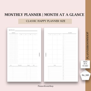 Printable Monthly Calendar for 11 Discbound Planner Classic Happy ...