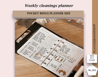 Lista de limpieza semanal, A7, tamaño de agenda de bolsillo, hojas imprimibles de limpieza, hojas imprimibles de limpieza del hogar, descarga instantánea, 063