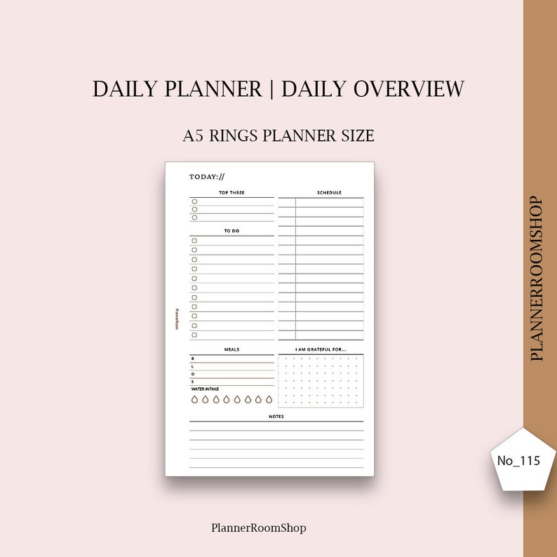 Printable Daily Planner A5 Planner Size Daily Schedule - Etsy