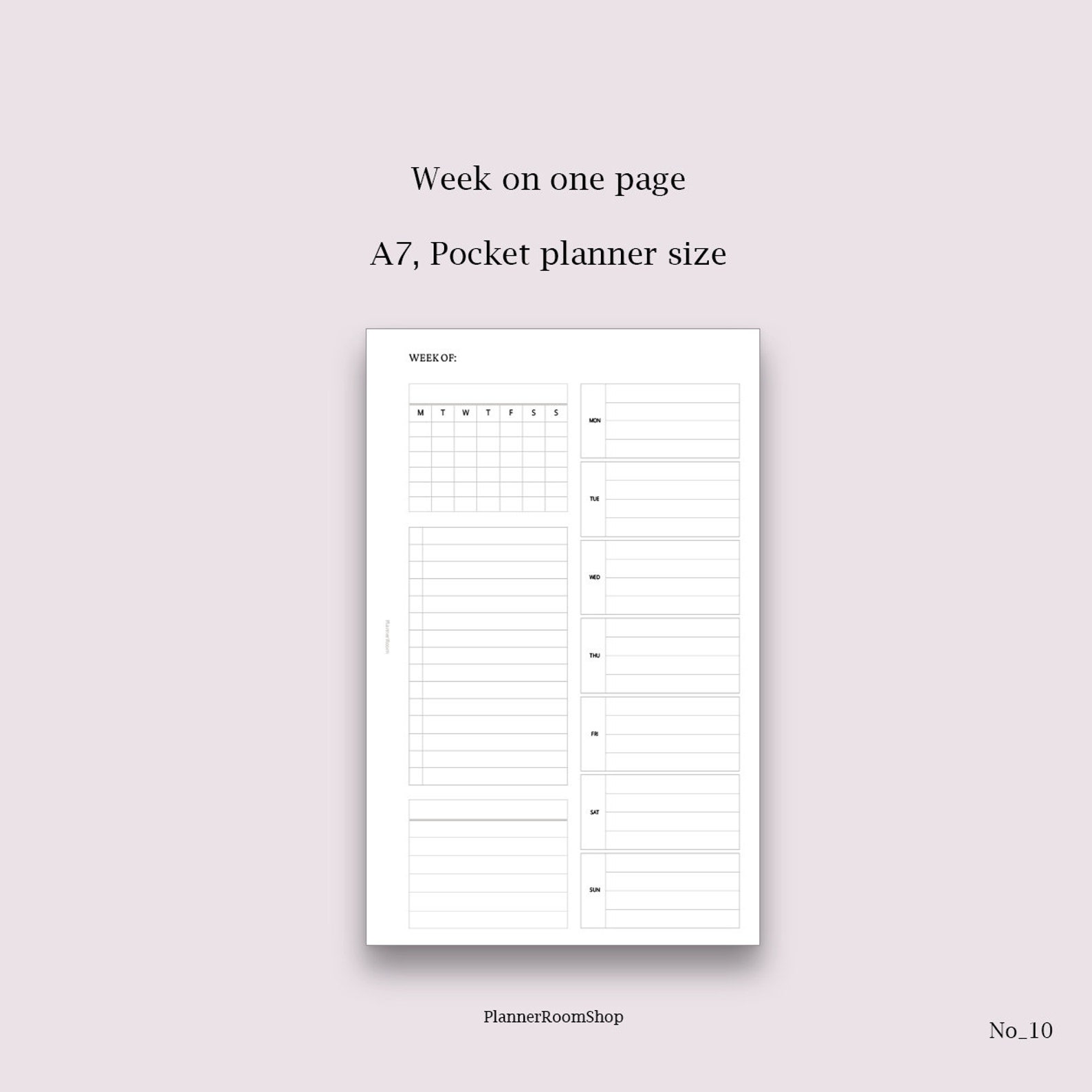 Weekly planner inserts A7 Pocket planner Week on 1 page Etsy