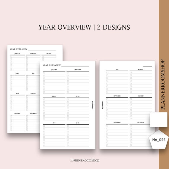 Year Overview, Year At A Glance, Mini Happy Planner Size, Yearly.