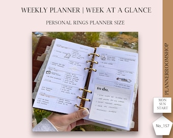 Weekly planner, Personal MM agenda, Week at a glnace, Weekly overview, Undated weekly planner, Monday Sunday start, Printable weekly 157