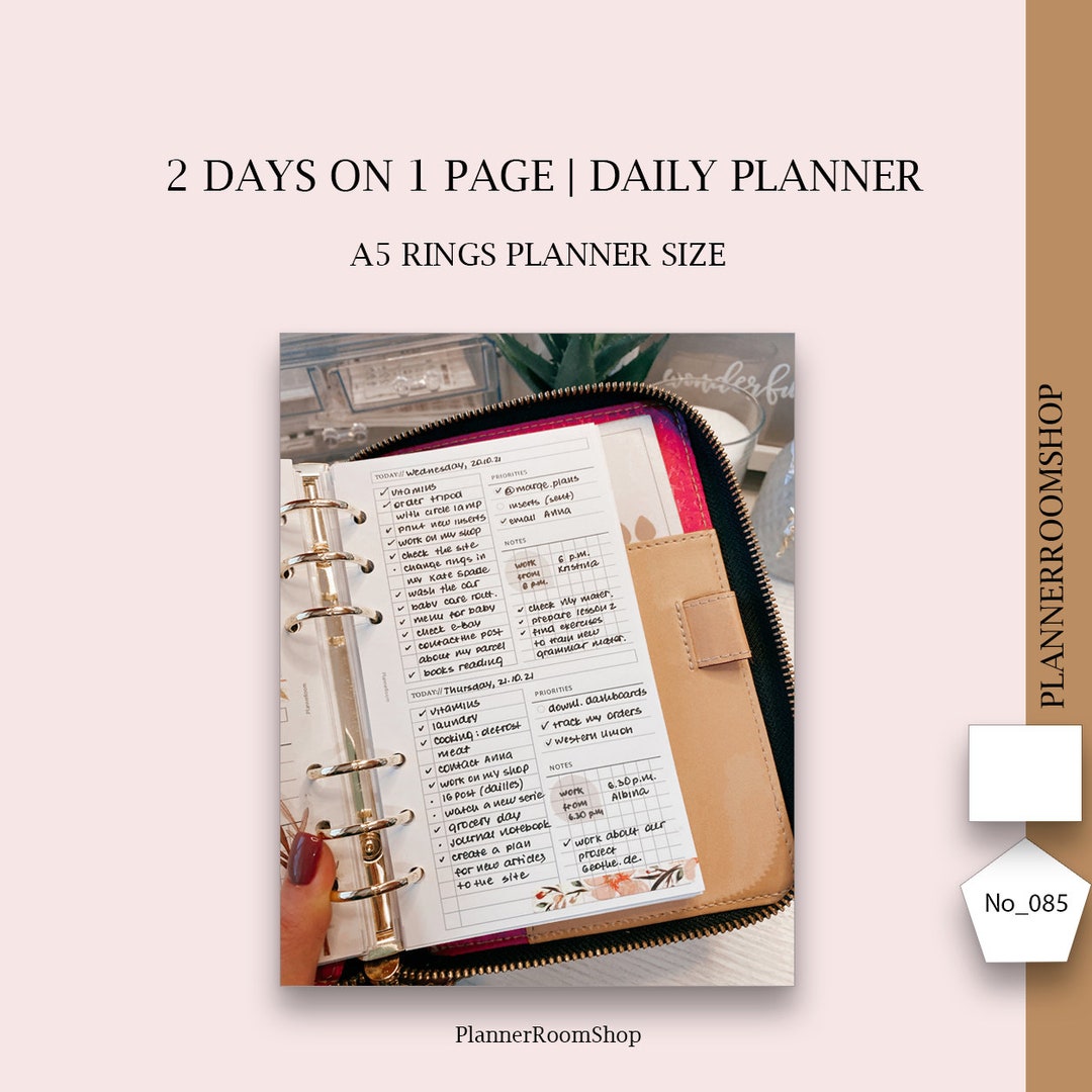 2 Days per 1 Page Inserts | A5 Planner Size | Daily Planner Inserts ...