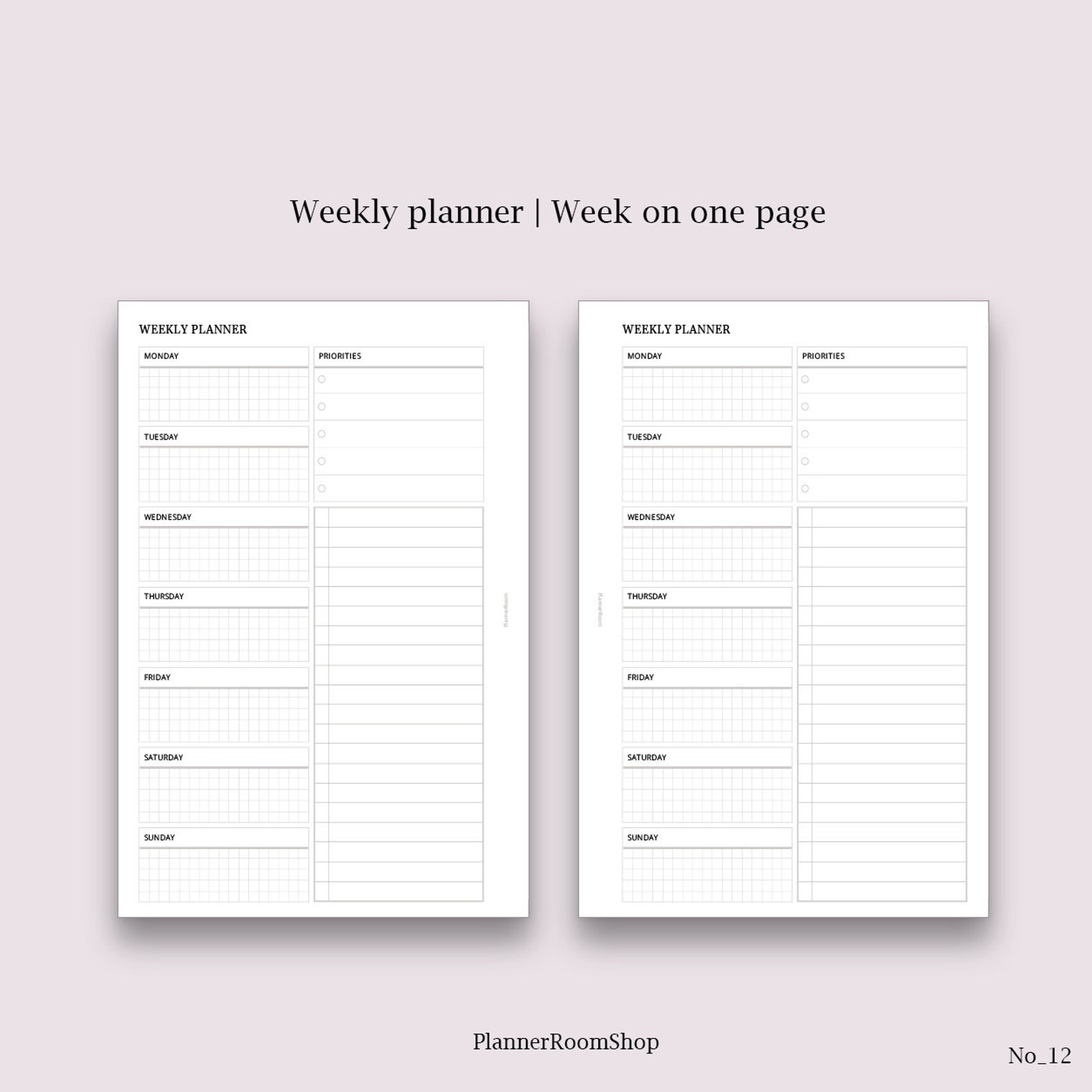 Weekly printables layout A7 plus Pocket XL planner inserts | Etsy