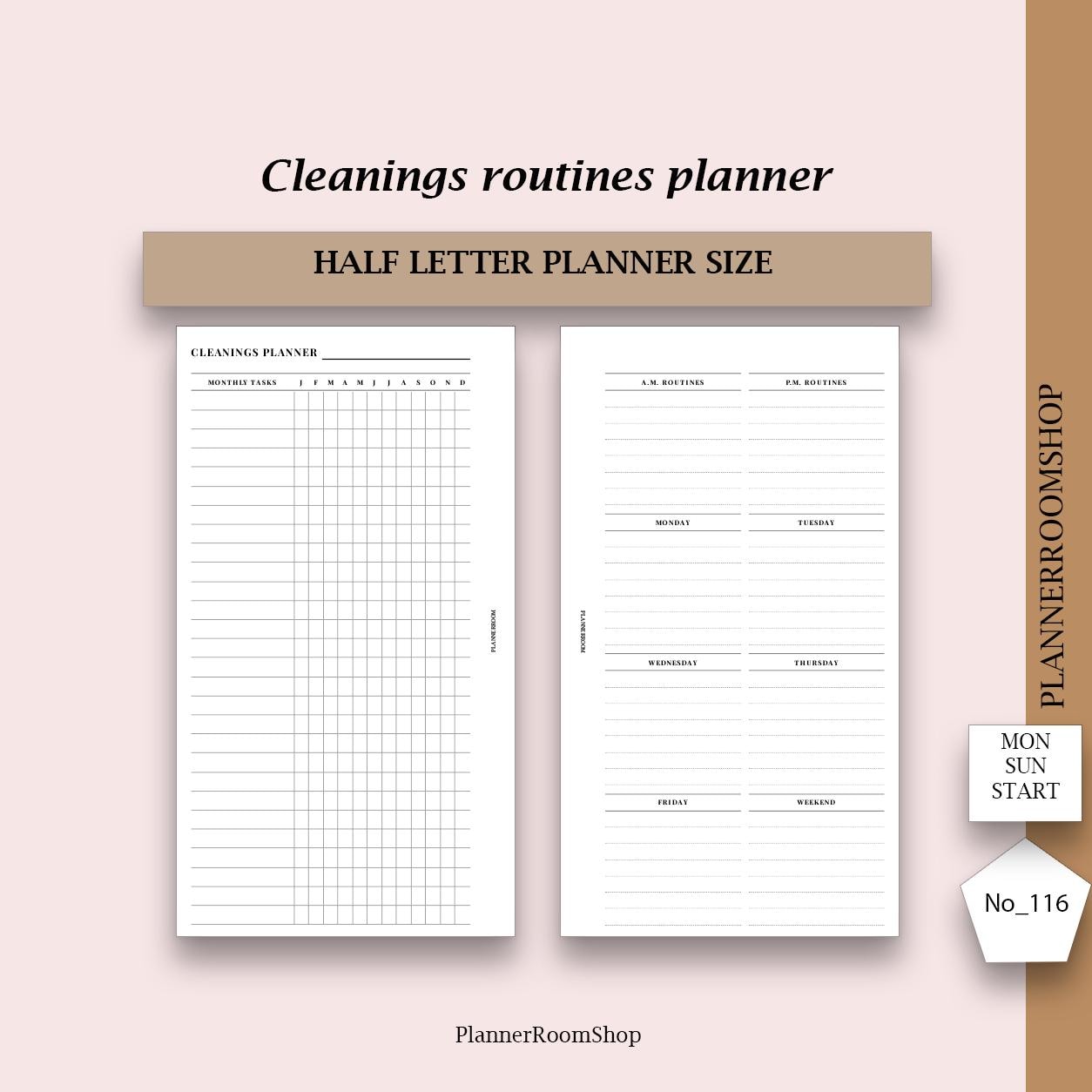 Cleanings schedule, Half Letter planner size, Cleanings list, Cleaning printable, Cleaning planner printable, Cleanings routine, 116