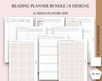 Bookshelf tracker, Books tracker, Reading journal, Printables for reading, for A5 planner size, digital download, 041