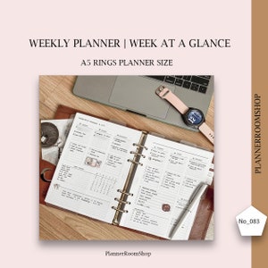 Weekly Planner Printable, A5 Planner Inserts, Weekly To Do Checklist, Weekly Agenda Template, 083