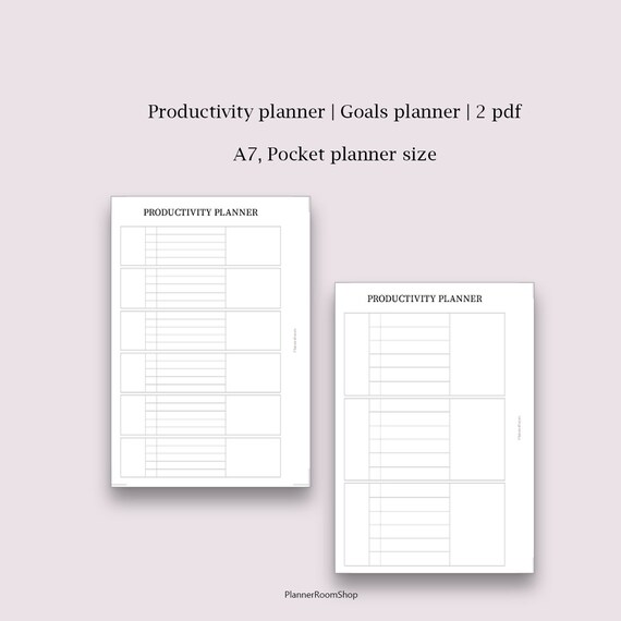Project planner inserts A7 Pocket planner size Goals | Etsy