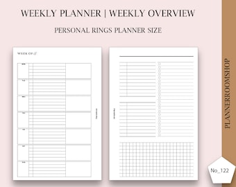 Printable planner inserts, Weekly planner, Personal planner size, Digital planner, Productivity planner, Goals planner refill, 122