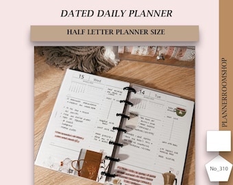 Printable 2027 - Half Letter - dated ADHD daily planner, Day on 1 page for discbound binders agenda, Monthly calendar, Day planner,  310