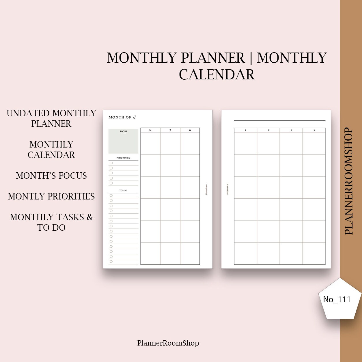 Monthly Printable Calendar A6 Size Undated Monthly Overview - Etsy