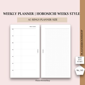 ADHD Printable Weekly Planner, Minimal Hobonichi Style, A5 Rings ...