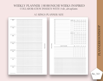 Hobonichi weeks inspired, Printable planner insert, A5 planner size, Functional planner, Digital weekly insert