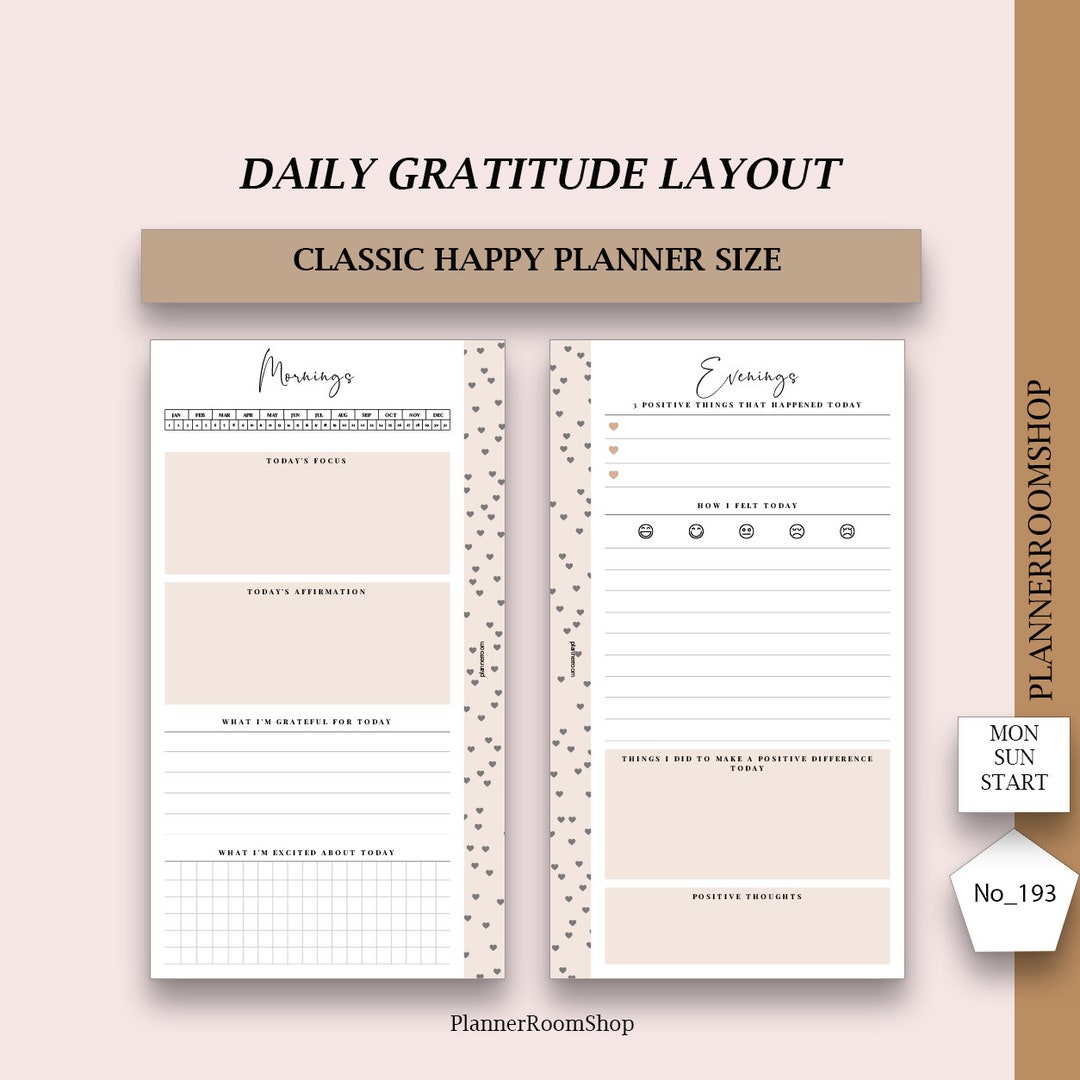 Gratitude Planner, Printable Inserts, Mental Health Planner, Gratitude ...
