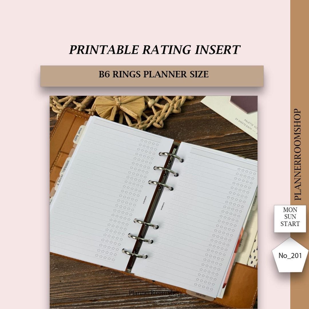 Rating Printable Planner Inserts, Books Log Rating, Movie Rating, Book