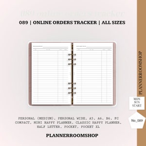 Online Shopping Tracker planner, Printable inserts, Online Purchase Log, Online Orders Tracker, Instant Download, 089