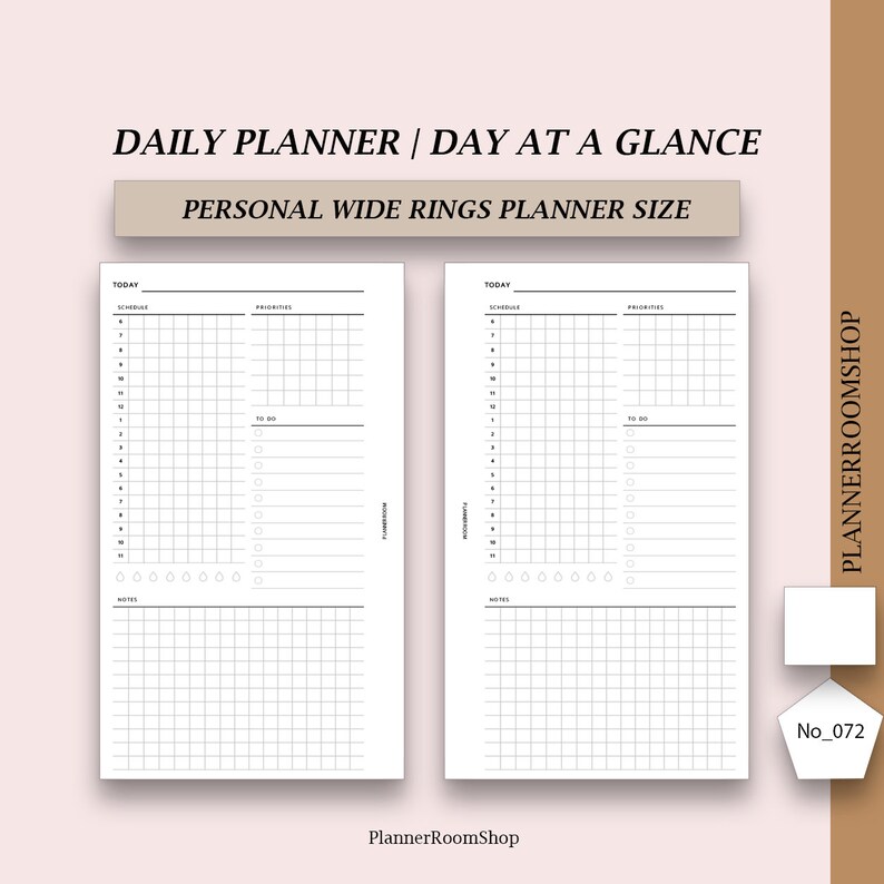 Daily Grid Pattern Check ADHD Personal Wide Planner Inserts Printable, Daily Inserts, Daily Grid ...