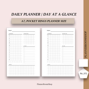 ADHD planner adult, A7, Pocket Planner Inserts Printable, Daily Inserts, Daily Grid, Pocket Inserts, Filofax Pocket Daily Grid Inserts, 072
