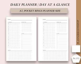 ADHD planner adult, A7, Pocket Planner Inserts Printable, Daily Inserts, Daily Grid, Pocket Inserts, Filofax Pocket Daily Grid Inserts, 072