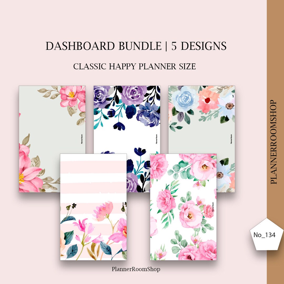 Printable Planner Dashboard, Dashboard Bundle, Floral Bundle Kit ...