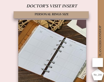 Doctor visits printable log planner, Personal rings inserts, medical tracker, symptom tracker, medication log, 200