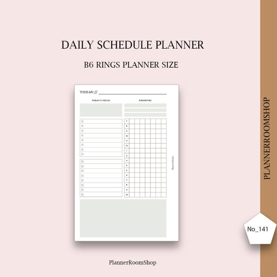 B6 Rings Inserts Daily Planner Printable B6 Inserts Daily Etsy