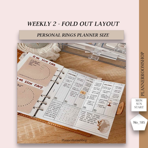 Printable ADHD weekly foldout planner adult, Weekly inserts, Minimal planner, Foldout layout, Personal size 185