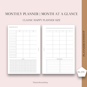 Classic Happy Planner Inserts, Happy Planner Inserts Printable, Editable Monthly Undated Inserts, Happy Planner Printable Inserts Editable