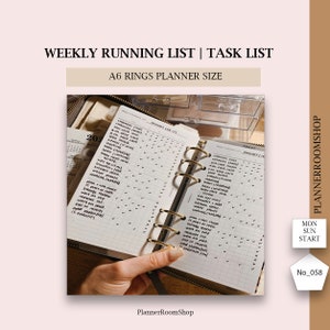Daily routine insert, Weekly running list inserts for A6 rings planner, Weekly checkboxes printable pages, Weekly habit tracker, 058