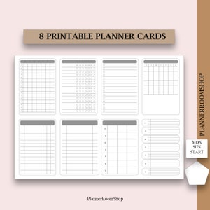 Afdrukbare plannerkaarten, maaltijdenplanner, weekschema, wekelijkse gewoontetracker, inboxkaarten, toevoegen aan planner, takenlijstsjabloon