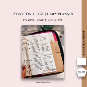 Two days on one page planner, Personal planner printables inserts, Productivity daily planner, No 085