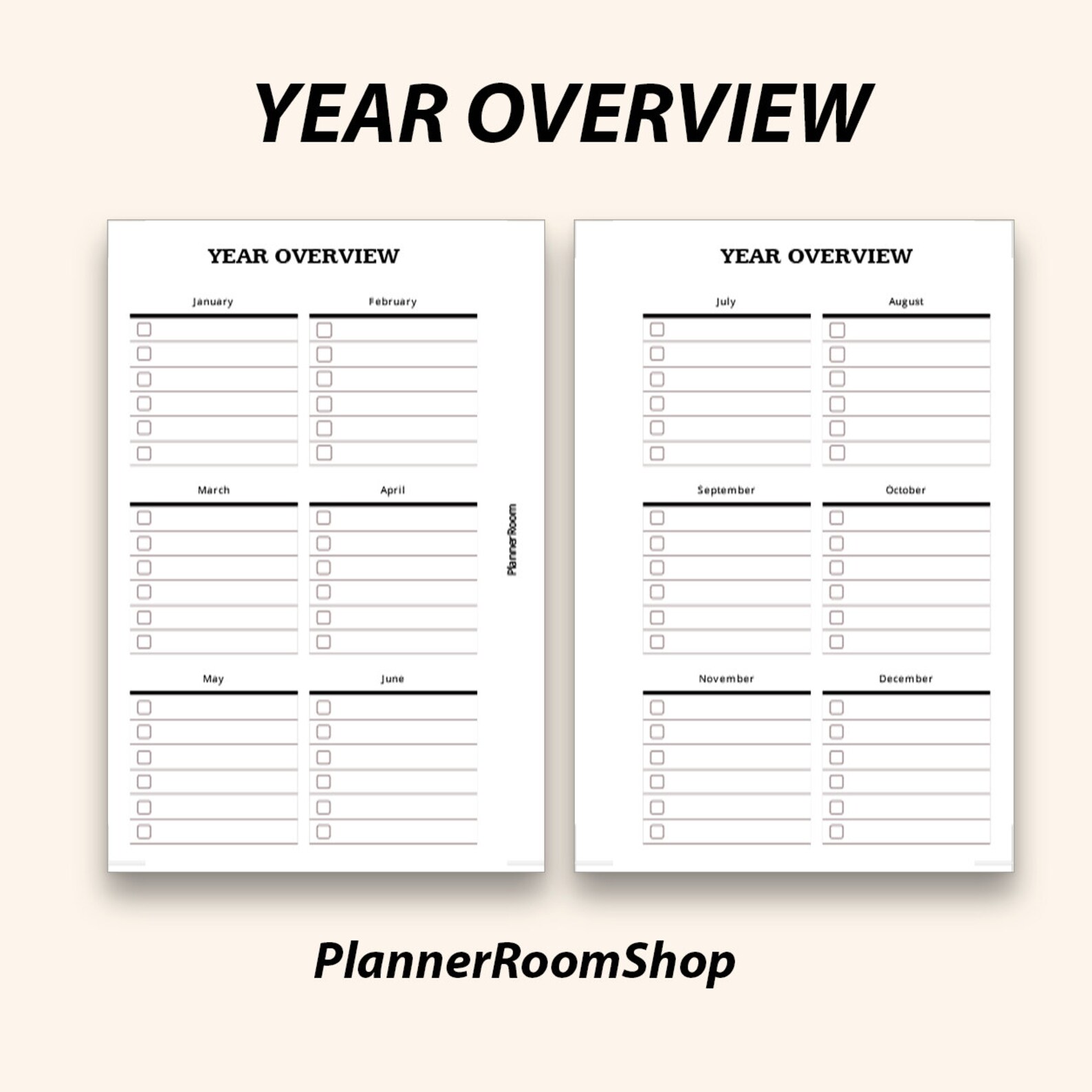 Pocket Size Calendar Printable Year at A Glance Yearly | Etsy