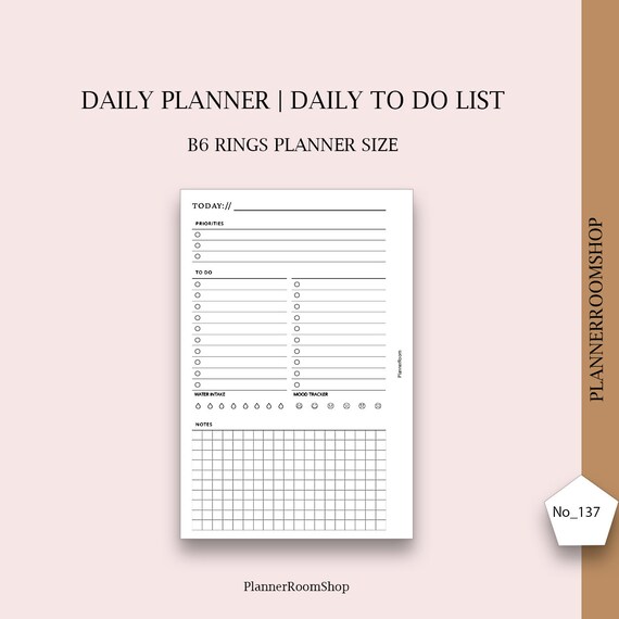 Printable Daily Planner DO1P B6 Planner Size Daily to Do Etsy